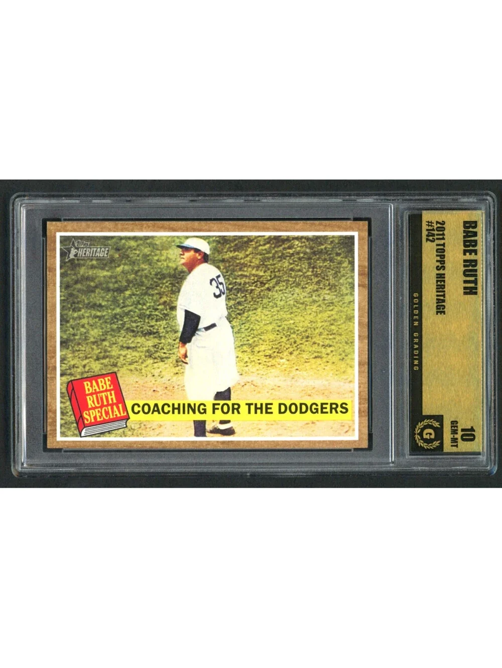 2011 Topps Heritage  Babe Ruth #142 Coaching For the Dodgers Graded 10 Gem Mint